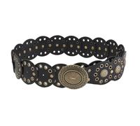 DINSOAVR Ceinture Western pour adulte avec boucle à disque rond, longueur réglable, ceinture en polyuréthane pour fans de rock, résistante à l'usure