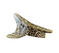 DINSOAVR Chapeau, chapeau marin étincelant avec rivets en strass, décoration de mariage, enterrement de vie de jeune fille, chapeau de capitaine avec imprimé animal