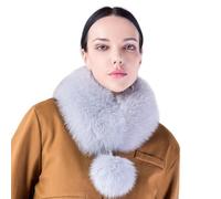 DINSOAVR Écharpes et châles, écharpe en fourrure pour femme, petit col chaud, cache-cou en fourrure, col en fourrure, écharpe pour l'automne et l'hiver, blanc