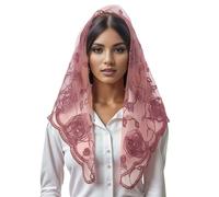 DINSOAVR Foulards et châles, voile Mantilla en dentelle avec fleurs, châle espagnol pour chapelle catholique, mariage, voile de mariée