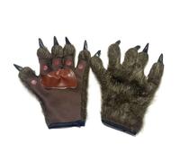 DINSOAVR Gants, mitaines de griffe de cosplay, gants d'animation de fête à thème, gants d'hiver demi-doigts chauffe-mains, jeux de rôle, gants de loup en peluche