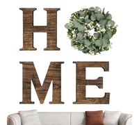 d'intérieur en Bois pour décoration Murale - familiale Rustique en Bois avec Eucalyptus Artificiel - Art Mural à Suspendre pour Salon, Cuisine, entrée - Décoration d'intérieur pour