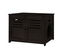 DINZI LVJ Litter Box Enclosure Furniture, Hidden Litter Box with Good Ventilation, Litter Box Cabinet, Wooden Cat Washroom Fit Most of Litter Box, Indoor Cat House, End Side Table, Espresso
