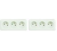 Dio - Bloc multiprise à cabler 3 prises 2P+T 16A - Blanc (Lot de 2)
