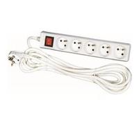 Dio - Bloc multiprise avec interrupteur 5 prises 2P+T Cordon H05VV-F 3G1mm² - 1,5m Blanc G
