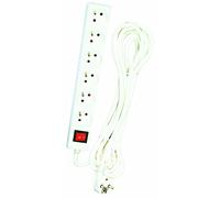 Dio - Bloc Multiprise avec Interrupteur 6 Prises 2P+T - Cordon H05VV-F 3G1mm² - Sécurité Enfant - Conforme NF - Usage Intérieur - Blanc - 4m