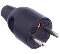 Dio - Fiche mâle 2 pôles avec terre sortie droite Noir