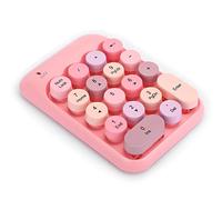Dioche 10 Touches pour Clavier Numérique sans Fil Rose Mini 2,4 G - Capuchon Rond coloré Rétro, pavé Numérique étanche à 18 Touches pour la comptabilité Financière, Plug and Play, Compatible avec