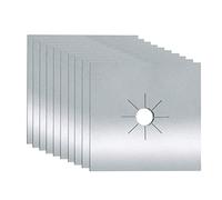 Dioche 10pcs Cuisinière à Gaz Couverture Cuisinière Couvre pour les Brûleurs à Gaz Poêle Couvre pour Cuisinière à Gaz Haut épaisseur 0.2mm Chaleur Réutilisable en Fibre de Verre (SILVER)