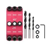 Dioche 3 Forets + Gabarit de Guidage pour le Travail du Bois - Guide de Perçage Multi-angle avec Précision de 30/45/90 Degrés - Outil Essentiel pour les Amateurs de Bricolage et les Professionnels