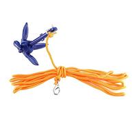 Dioche Ancre de Bateau Kit d'ancrage Pliable Marin Ancre en Alliage d'aluminium à 4 Dents avec Corde et Crochet de 16,4 Pieds - Parfait pour Les Kayaks, Canoës et Voiliers