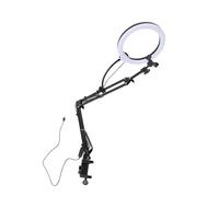Dioche Anneau Lumineux de 26 Cm, Support de Téléphone, luminosité Réglable, éclairage à 360 ° avec Bras en Métal amélioré à Double Ressort pour la beauté, Le Maquillage, la Cuisine,