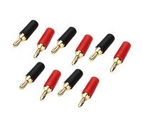 Dioche Banane 2,5 Mm 5 Jeux de Fiches Banane 2, Mm en Laiton plaqué Or Connecteur de Haut-Parleur Mâle à Souder - Rouge et Noir - Transmission Maximale du Signal - Compatible avec Panneau à Ressort
