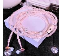 Dioche Bijoux Collier de Perles Bijoux Collier de Perles Écouteurs avec Microphone - Écouteurs Intra-Auriculaires élégants pour Filles - Casque Filaire 3,5 Mm - Cadeau pour Dames (Pink)