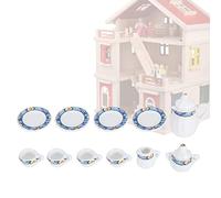 Dioche Child's Po12pc Dollhouse Kitchen Miniature Porcelain Flower Tea Cup Set Decor Collection - Détails Exquis, Design Nostalgique, Parfait pour Les Amateurs de thé, Figure