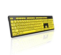 Dioche Clavier Filaire pour Ordinateur - Clavier Jaune à Gros Caractères pour Personnes âgées, Haute compatibilité USB Plug-and-Play, Saisie Silencieuse, Résistant aux éclaboussures et Transmission