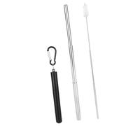 Dioche Cocaïne StPaille Télescopique Portable en Acier Inoxydable - Paille Réutilisable avec Brosse de Nettoyage pour café, thé au Lait, Smoothies - et Portable (BLACK)