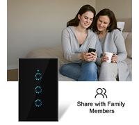 Dioche Commutateur Intelligent Wi-Fi Interrupteur Intelligent Wi-Fi Commande Vocale, TéléCommande, Commande Tactile, Compatible avec Alexa et Assistant, Programme et Minuterie, Pas de Fil Neutre (3