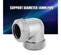 Dioche Connecteur de Tube Rigide Double Coude à 90 Degrés 14 Mm 90 DeDIY pour Refroidissement par Eau et Liquide - Raccord en Laiton chromé pour Tubes PETG - Finition Noire (Silver)