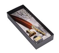 Dioche Dip Pen Ink Ensemble de Stylos Plume - Élégant Stylo Plume Vintage en Acier Inoxydable, Coffret Cadeau d'écriture Lisse, Comprend une Bouteille d'encre et des Plumes pour la Calligraphie,