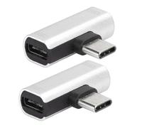 Dioche Double Répartiteur USBC 2PCS Type-C Converter Splitter - Double Adaptateur de Chargeur USB pour Casque 2 en 1 - Alliage d'aluminium - Compatible avec et Divers Appareils Type-C - Noir (Silver)