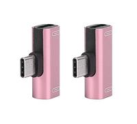 Dioche Double Répartiteur USBC 2PCS Type-C Converter Splitter - Double Adaptateur de Chargeur USB pour Casque 2 en 1 - Alliage d'aluminium - Compatible avec et Divers Appareils Type-C - Noir (Rose)