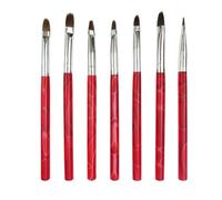 Dioche Ensemble de Stylos Pinceaux pour Nail Art, Manche en Bois Professionnel, Kit D'outils de Peinture de Manucure pour Salon à Usage Domestique, 7 Pièces, Pinceaux de Conception