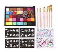 Dioche Ensemble Professionnel de Palette de Peinture pour le Visage à l'aquarelle de 40 Couleurs - Kit de Peinture Corporelle Sûr et Non Toxique avec 10 Pinceaux, 4 Pochoirs et 2 Autocollants de (3)