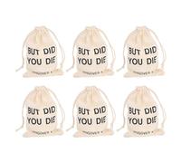 Dioche Faveurs de Mariage Mariée 6-Pack Pochettes de Fête de Célibataire avec Cordon pour les Faveurs de Mariage et les Douches Nuptiales - Sacs-cadeaux Polyvalents en Lin (Mais es-tu mort)