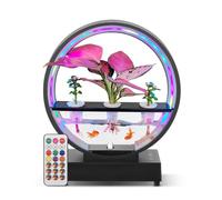 Dioche Fontaine Décorative d'intérieur avec Haut-Parleur BT et Anneaux Lumineux LED - Fontaine Décorative pour Culture Hydroponique de Table avec Télécommande pour Salon/Chambre/Bureau (Black #-A)