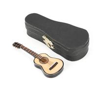 Dioche Guitare de Poupée avec Modèle de Guitare Miniature en Bois - Décoration Artisanale Exquise - Cadeau Parfait pour Les Amateurs de Musique - Comprend Un Support de et Une Boîte de Rangement -