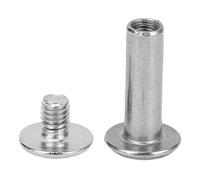 Dioche Jeu de Vis à Rivets 50 Jeux de Rivets et Vis M3.5 en Acier Inoxydable, Ensemble de Fixations à Tête Ronde Plate pour Vêtements Artisanaux en Cuir - 4,5 X 14 X 9 Mm