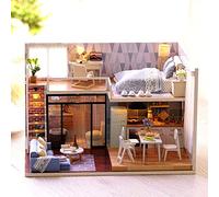 Dioche Kit de Maison de Poubelle en Bois 3D avec des Meubles de Jouets Faits à la Main pour Filles - DIY Doll House Kit - Educational and Decorative Piece