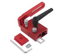 Dioche Limiteur de Voie Inclinable en Alliage d'aluminium, Déflecteur de Limite de Rail Coulissant, Table Poussoir, Butée Coulissante, Outils de Bricolage pour le Travail du Bois (rouge)