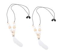 Dioche Lot de 2 Colliers à Mâcher Sensoriels en Silicone Souple pour Enfants, Pendentif, Collier à Mâcher pour Autisme, TDAH, Soulagement de l'anxiété, Lot de 2 en Bois de Hêtre et (WHITE)