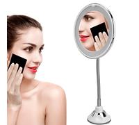 Dioche Loupe De Maquillage 10x avec Un Puissant éclairage LED Ventouse Lumière Diffuse Lumineuse Et 360 ° Rotation Réglable Col De Cygne Portable sans Fil Clous De Beauté