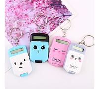 Dioche Mini Calculatrice Porte-clés Dessin animé Mignon Affichage à 8 Chiffres Calculatrice de Base Portable de Poche pour Enfants étudiants Fournitures Scolaires Rose Bleu Noir Gris (Black)