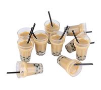 Dioche Mini Milk Tea Charms Dollhouse Supplies - 10 PCS Resin Dollhouse Milk Thé Décorations de Tasses pour Bijoux Craft DIY OEURS | 1/6 1/12 Scale Life Scene Accessoires