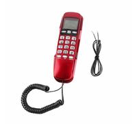 Dioche Mini Téléphone Mural Fixe avec Double Identification de l'appelant - Téléphone Fixe Compact pour la Maison, Le Bureau et l'hôtel - Écran LCD et 38 Mémoires Entrantes - Noir (Rouge)