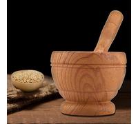 Dioche Mortier avec Pilon et Broyeur d'ail Manuel en Plastique, Mortier et Pilon pour épices et Herbes, Ustensile de Cuisine, Bol de Broyage Réglable de 540 ml. (Grain de bois)