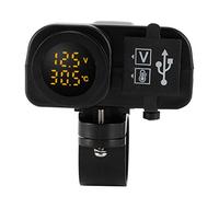 Dioche Motorcycle Dual USB Voltmètre Multifonction Double USB pour Moto avec Couvercle, adapté aux Motos 12-24 V, Charge Rapide pour 2 Appareils Simultanément