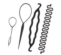Dioche Outil de Tressage Kit d'Outils de Coiffure Français 4 Pièces pour Femmes - Comprend des Outils de Tressage et un Plateau éponge à Double Cerceau, Créez Facilement une variété de Coiffures (N