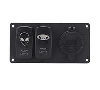 Dioche Panneau combiné à Double Interrupteur Portable pour Voiture, Panneau d'Interrupteur à Bascule Portable pour Voiture, Bateau, Camping-car, 12/24 V, Courant 4,2 A avec Voltmètre, Matériau ABS