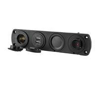 Dioche Panneau de Commutation à 4 Trous 12V 4,2a, avec Cigarette et Deux Ports USB pour Bateau, Voiture, Camion, Affichage LED de la Tension et de la Température