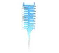Dioche Peigne Professionnel de Teinture de Cheveux, Peigne de Section à 3 Voies, Outil de Coiffure de Tissage pour Stylistes de Salon, Noir Bleu Vert Jaune Rouge Violet 24,5 Cm (BLUE)