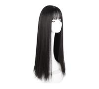 Dioche Perruque Longue Droite Ua Bang avec Frange - Perruque Synthétique Résistante à la Chaleur et à la Mode pour Femme - 28,3 Pouces - Idéale pour un Usage Quotidien, un Cosplay et des Activités