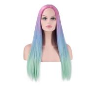 Dioche Perruques Synthétiques Longues et Lisses pour Femmes, Perruque de Couleur Dégradée pour les Fêtes de Cosplay, Usage Quotidien, Fiber Haute Température 300g (Cheveux raides ombrés)