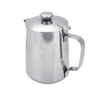 Dioche Pichet Lait Inox avec Couvercle, Tasse à Café en Acier Inoxydable, Pichet à Mousse de Lait avec Couvercle pour Café au Lait (600ml)