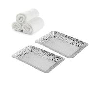 Dioche Plateau de Serviette en Acier Inoxydable de 2 Pcs, Plateau de Plateau de vanité Décoratif, Comptoir de Rangement de Salle de Bain de Cuisine (Argent)