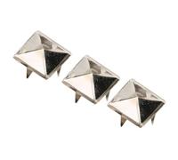 Dioche Pyramid Prong Studs 10mm 100pcs Carré Pyramid Punk Rivets 4 Griffes Clous en Métal pour Cuir Bracelets, Vêtements, Chaussures, Sac à Main - Laiton Antirouille avec Finition Galvanisée (SILVER